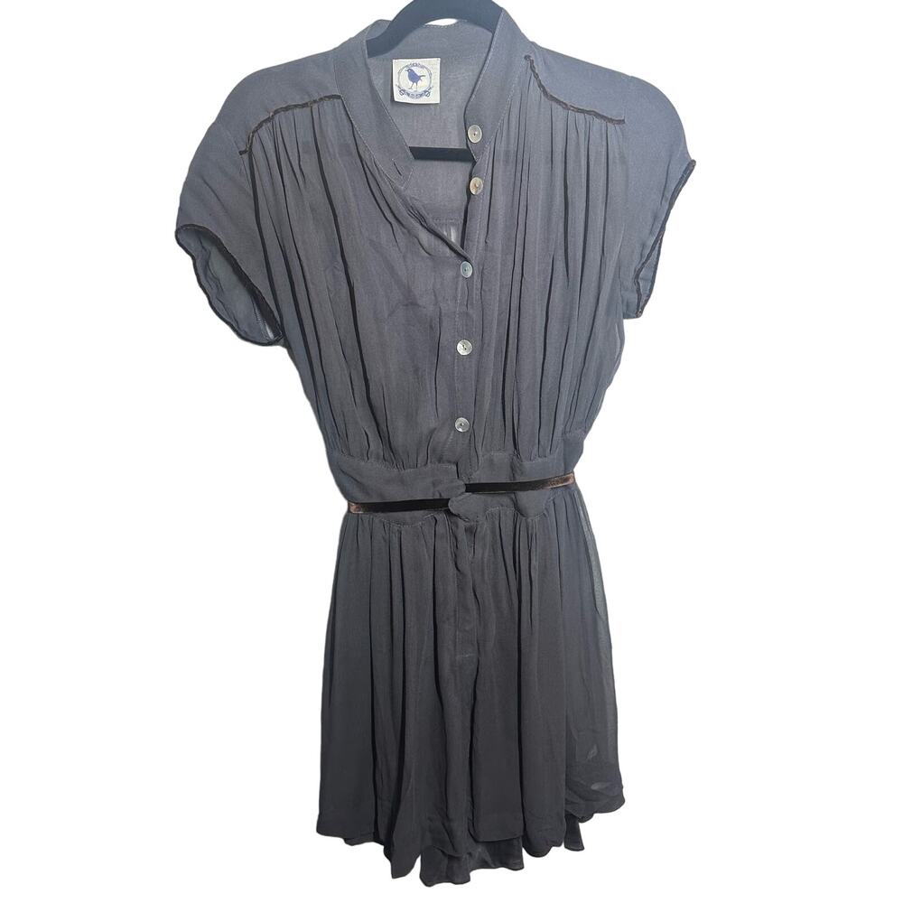 Robin Gray 100% Silk Crepe Button Front Dress Size 4